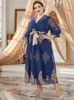 Plus -klänningar Toleen kvinnor plus storlek maxi klänning stor lång chic elegant sommarblå spets överdimensionerad muslimsk kvällsfestfestival kläder 230506