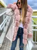 Manteau Parka d'hiver grande taille pour femmes épaissir chaud fausse fourrure à capuche surdimensionné couleur unie all-match rue mode veste