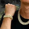 KRKC grossistanpassad chunky cz kubansk armband is ut länkkedja hiphop män 18k guld pläterad silver diamant