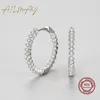 Hoop Huggie Ailmay Top Quality Real 925 Sterling Silver Fashion Luxury Full Of CZ Earrings for Women Classic Romantic Wedding Jewelry Gift 230506