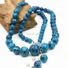 Brincos de colar Conjunto de 6-14mm ornamentos naturais Epidoto azul Minchações Lucky Stones Chain Earbob Define Women Gifts Diy Jóias Acessórias