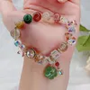 Chaîne Ruifan Naturel Vert Jade Fleur Waterdrop Pendentif Multicolore Rutile Quartz Cristal Perlé Bracelet Femmes Fine Jewelry YBR572 230506