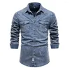 Heren Casual Shirts Denim Shirt Heren Herfst Winter Stijl Effen Kwaliteit Wassen Streetwear Man