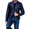 Hommes Vestes Hommes Moto Veste Faux Cuir À Manches Longues Revers Manteau Protection Épaule Armure Zipper Manteau Pour Automne Hiver