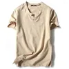 Camisetas masculinas de camisetas de marca de verão de verão Men de manga curta Camisa de linho de algodão respirável de algodão MAIS MAIS MAIS DOLO VELHO V 9XL