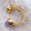 Bangle YYING Natural Purple Amethyst Druzy Green Turquoise Gold Plated Bracelet 230506