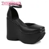 Dress Shoes 2023 Fashion Pumps High Heel Wedges Punk Goth Girls Platform Buckle Brand Cool Trendy Luxury Designer Women Casual