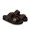 2024 womens designer sandals Flat Comfort Mule women strap sandal waterfront brown leather sandal womens 36-42 with orange box and dust bag #LFM-01