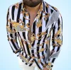 QNPQYX Chemises pour hommes Chemises de chemise vintage décontractées à manches longues Automne Chemise hawaïenne Camicetta Coupe ample Imprimé Blusa Motif Homme Vêtements Grandes tailles 3XL Blouse
