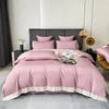 Bedding Sets Solid Color Embroiderd Home Textile Set Luxury 4pcs White Long-staple Cotton Duvet Cover Bedspread Sheet Pillowcases