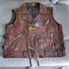 Vintage Bruine Motorvesten Mannen Natuurlijke Koeienhuid Lederen Jas Mouwloos Heren Rijden Vest Motor Biker Jassen S-5XL