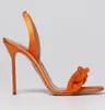 Yaz Aquazzura Kadın Sandalet Ayakkabı Zinciri Aşk Süslenmiş Yüksek Topuklu Elastik Arkası Açık Askı Abiye Bayan Yürüyüş EU35-40