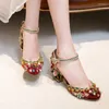 Mode Xiuhe Birdcage Design Sandals Heel Women Flower Thick Women's Shoes Brand Shoe