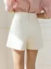 Surma feminina Cantura alta Chegada 2023 Verão coreano Cor de cor sólida AllMatch Ladies Aline calças curtas W1286 230505