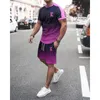 Men's Tracksuits Fashion Summer Men's T-shirt Shorts 2-piece Set Sportswear Suit Casual Streetwear High Street Beach Male Clothes Outfit 230506