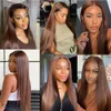 レースウィッグ13x4 13x6x1 HD Glueless Straight Front Human Hair Transparent Frontal Preplucked Browned 230505