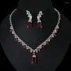 Ketting oorbellen set mode prachtige kubieke zirconia vrouwen bruiloft feest bruid bruid jurk accessoires Bijoux n-1240