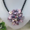 Pendant Necklaces Women's Natural Yellow Purple Pink Blue Black MOP Mother Shell Of Pearl White Flower Necklace 20"