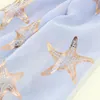 Scarves High Quality Summer Shawls Woman White Gold Foil Starfish Scarfs For Womens Ladies 100pcs/lot