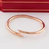 18K Gold bangle nail bracelet bracelets for women gold diamond tennis Bracelet Raducanu Fashion Unisex Couple Cuff initial clou JUST thin 3.5mm Have Logo