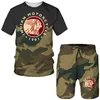 Erkek Trailtsits Taktik Kamufla Erkekler Takım Yaz Hint Kıyafeti Sıradan T-Shirt Şort 2 Parça Set Moda Spor Giyim Baskısı Set Man 230506