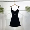 Vestidos casuales de verano de alta calidad de moda para mujer Y2k Bow Drill Rope vestido de punto decorado Sexy hueco Halter corto femenino 2023