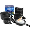 Camp Kitchen Camping Cookware Set för 4-5 personer med 3 storlekskrukor 1 Big Frying Pan Aluminium Portable Cooking Set Multifunktionell P230506