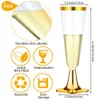 Engångskoppar Straws 30st Rimmed Plastic Champagne Flutes 5 Oz Gold Clear Toasting Glasses Cocktail For Wedding Party 230505