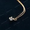 925 Sterling Silver Plated 14k Necklace Classic Four-Claw Single Zircon Clavicle Chain for Women Small Exquisite Wedding Jewelry Fine JewelryNecklaces