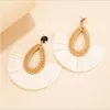 Boucles d'Oreilles YLWHJJ Rotin Tricot Femmes Herbe Tressé Tempérament Géométrique Mignon Bijoux De Mode