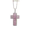 Vintage Pink Moissanite Diamond Cross Pendant Real 925 Srebrny Srebrny Party Wedding Wedding Naszyjnik dla kobiet biżuteria