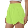 Yoga Outfits NWT Women Running Shorts Zipper Pockeks Sports Gym kort träningsträning 230505