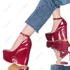 Olomm New Arrival Handmade Women Summer Shiny Pumps Ankle Strap Sexy Wedges Heels Round Toe Black Dress Shoes Size 35-52