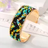 Bangle Boheemse etnische stijl kleurrijke gemalen stenen metalen armband overdreven vrouwen goud vergulde luipaardpatroon open sieraden