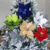 장식 꽃 크리스마스 트리 장식 인공 지능 포인세티아 디 이리 화환 홈 28cm 벨벳 정원 플라스틱 인공 가짜 식물