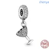 925 Silver Fit Pandora Charm 925 Bracelet Shoe, Cocktail Glass, Cross Snowflake Dangle Fashion Charms Set Hanger Diy Fine Beads Sieraden