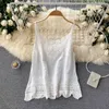 CAMESOS Tanks Croysier Tops Women Boho Clothing Vintage Borduurwerk kanten trim cami top V nek mouwloze spaghetti strap zomer camisole 230506