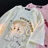 T-shirt féminin 100 coton tees sucrés harajuku anime étoiles imprimé shortsleeved tshirt femmes 2023 Été lâche y2k tops kawaii vêtements crop top z0506
