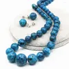 Collier boucles d'oreilles ensemble 6-14mm ornements naturels perles d'épidote bleues pierres porte-bonheur chaîne Earbob ensembles femmes cadeaux bijoux à bricoler soi-même accessoires
