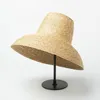 Breda brim hattar sommarlampa form sol hatt för kvinnor stora strand halm topp damer uv skydd rese cap eger22