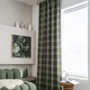Curtain American Christmas Green Plaid Cotton LinenWindow Blackout Valance For The Luxury Living Room Curtains