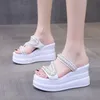 Summer Slip On Women New Wedges Sandals Platform High Heels Fashion Open Toe Fish Mouth Slippers Ladies Casual Shoes Red White