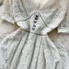 Franse vintage kanten jurk zomer holle out borduurwerkontwerp klein en luxe stijl hoogwaardige midlengte jurk