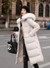 Piumino da donna di media lunghezza da donna 2023 Vera pelliccia Colletto grande Cappotti sottili Donna Inverno Casual Ispessimento Capispalla