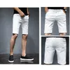 Heren shorts White gescheurde krassen heren denim shorts casual zomer jeans elastische plus maat 36 38 40 42 zwarte jongens gaten halve broeken 230506