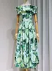 428 XL 2023 فستان مدرج الربيع فستان الصيف العلامة التجارية نفس النمط الإمبراطورية الإمبراطورية الرقبة بلا أكمام فستان نسائي