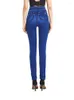 Leggings Femme CHSDCSI Bleu Imitation Denim Motif Sports Casual Taille Haute Super Stretch Doux Et Confortable Survêtement Pantalon