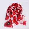 Sjaals Fashion Vintage Katoen Grote Poppy Print Sjaal Hijab Lange Vrouwen Bloem Fringe Uitlaat Sjaals Sjaal Mix 3 Kleur