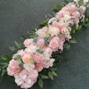 Fleurs décoratives 100CM Arrangement de mur de fleur de mariage Fournitures Soie Rose Artificielle Floral Rangée Décor Mariage Fer Arche Toile de Fond Scène