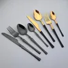 Juegos de vajilla 16 piezas Juego de cubiertos Acero inoxidable Negro Oro Cuchillo Tenedor Cuchara Cubiertos Vajilla de lujo Accesorios de cocina